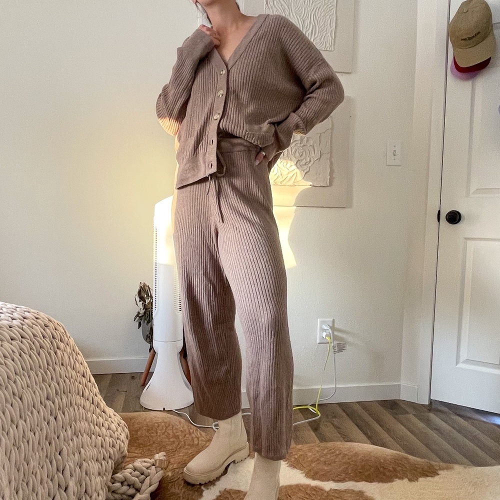 Sanctuary Ribbed Pant - Heather Truffle